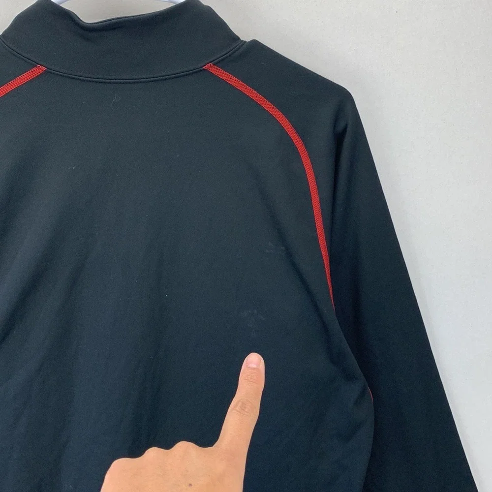 The North Face 1/4 Zip Fleece Pullover Jacket Mens Size L Black Red Outdoor Tech